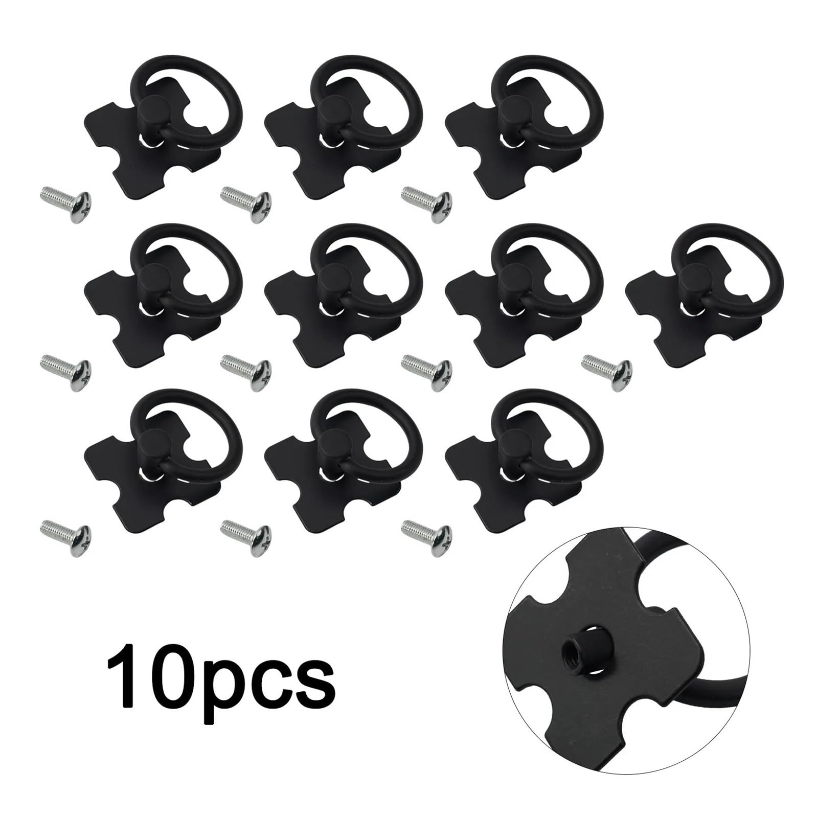 Tiradores de armario, cajones, pomos, manijas for muebles, de aleación, color negro y plateado, con un solo orificio.(10pc Black)