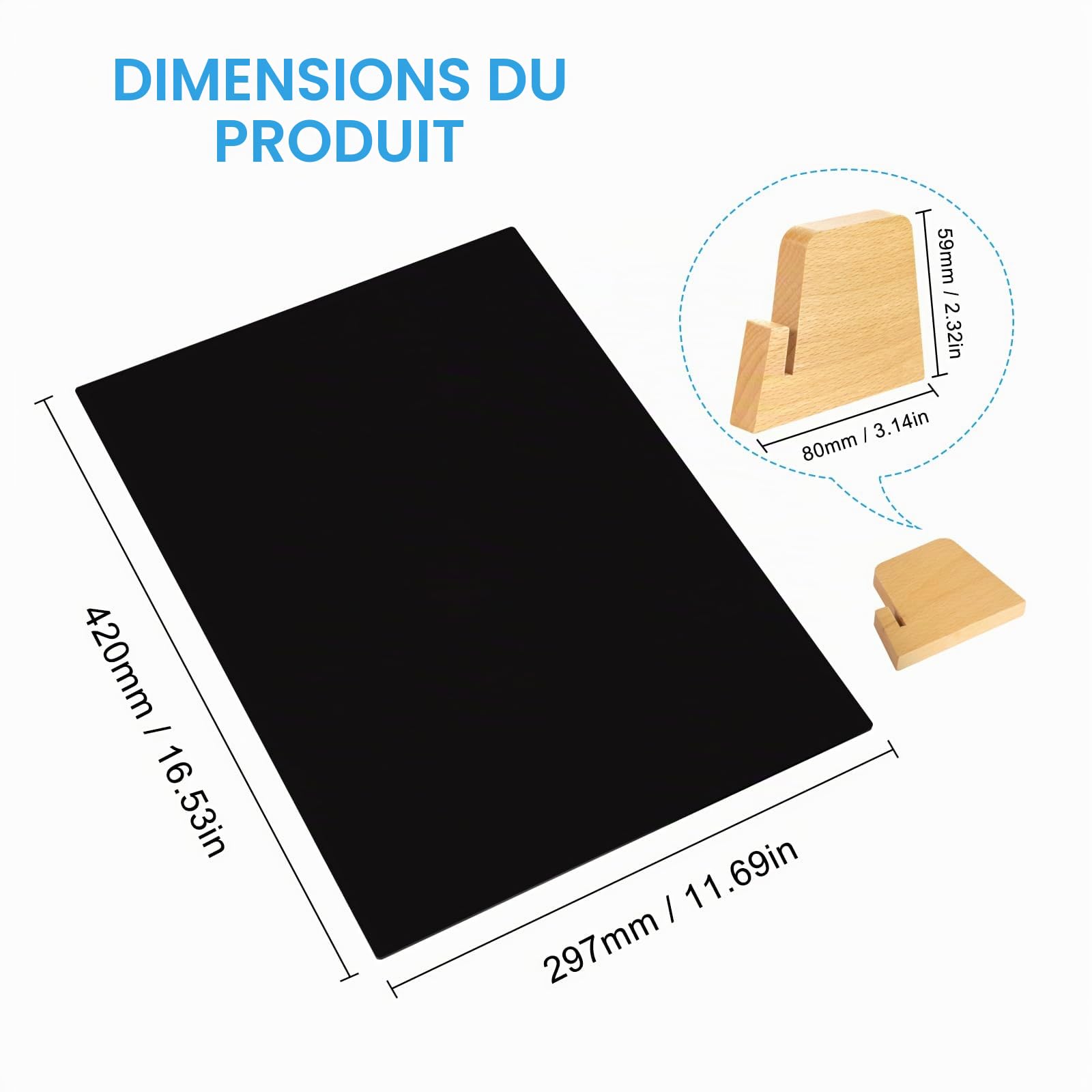 Enseignes de Tableau Noirs A3, Lot de 1 Tableau Noir pour Table | Tableaux Noirs avec Supports en Bois, Petit Tableaux Noir, Ardoise de Table Décoratives pour Bar Café Mariage Restaurant