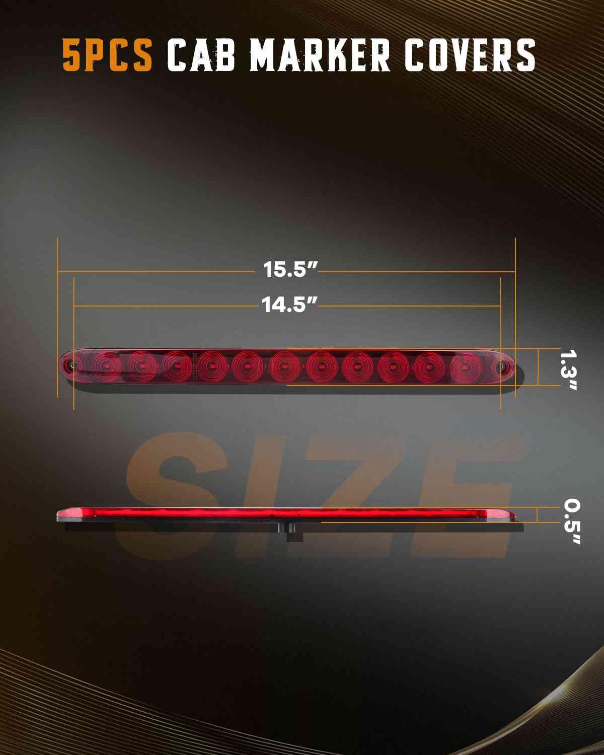 Barra De Luz LED De Freno De 15 Pulgadas (Rojo) | 11 LED Impermeable Para Camión, Remolque O RV | Luz De Tercera Parada O Identificación