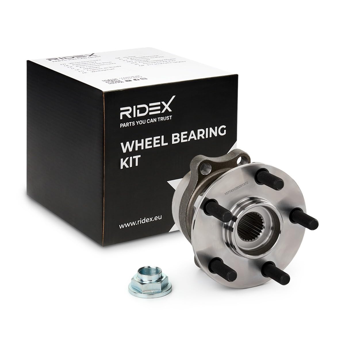 RIDEX 654W1427 Juego de cojinete de rueda Trasero Derecha Trasero Izquierda para sistema de lavado de faros Rodamiento integrado en buje de rueda con tuerca con anillo sensor ABS con buje de rueda