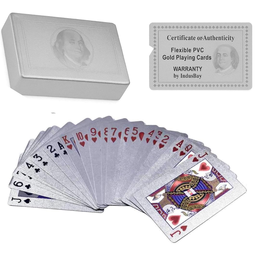 SHOPISTRY Silver Metallic Playing Cards, Dollar Design