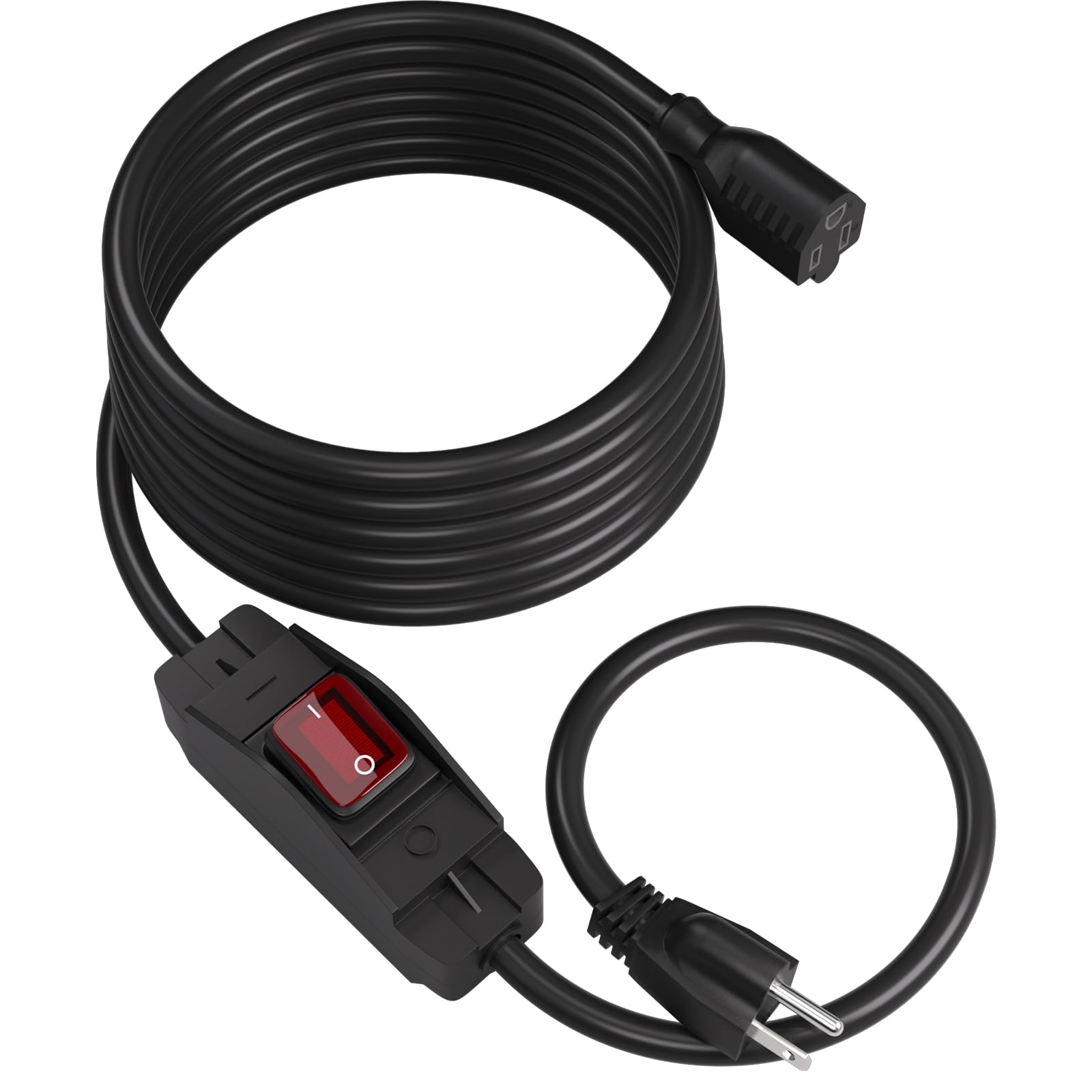 STARELO Extension Cord with Waterproof Switch 3-Prong Outdoor 1875W Black Heavy Duty Extension Cord, 14/3 SJT Extension Cord,Control Switch ON/OFF 15A 125V Grounded Plug Receptacle.(10FT,BLACK)