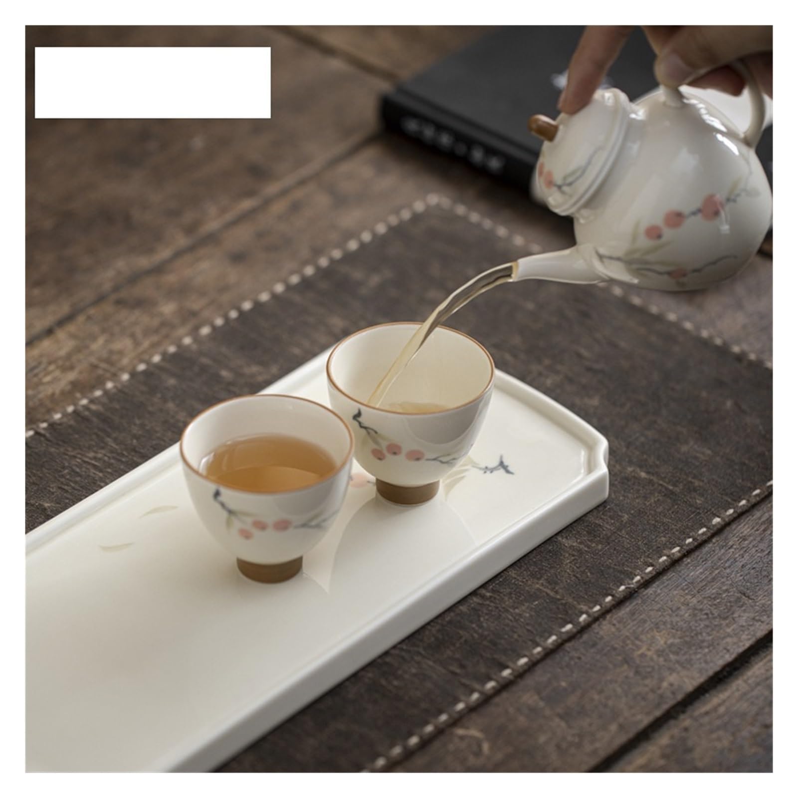Bandeja de té Hecha a Mano, tapete Caqui Pintado a, Base Tetera Rectangular cerámica, Platos, artículos, artesanías para Dormitorio, Lavabo, BañEra, Tocadores
