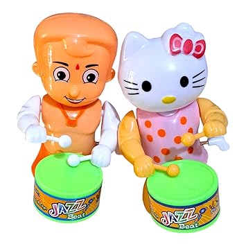 JNiL Cute Drummer Toy with Drumming and Dancing Action for Kids Baby Rattle Toys Set Toddler Kids Key-Operated (Pack of 2)