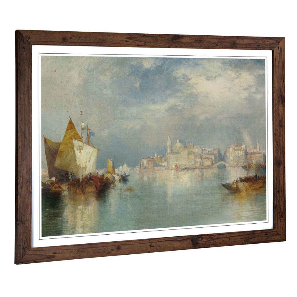 Big Box Art Framed Print of Thomas Moran The Palace of Cortez Design | Wall Art Picture | Home Decor for Kitchen, Living Room, Bedroom, Hallway, Walnut, A2 / 24.5x18 Inch / 62x45cm