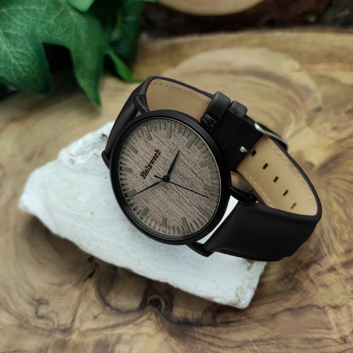 Holzwerk Germany Ręcznie wykonany płaski designerski zegarek unisex męski zegarek damski ekologiczny naturalny drewniany zegarek bransoletka zegarek analogowy klasyczny zegarek kwarcowy brązowy czarny