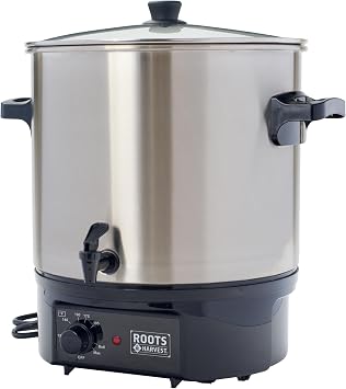 Roots and Harvest Electric Bath Canner Stainless Steel Pot with Glass Lid | 27L Capacity for Home Canning