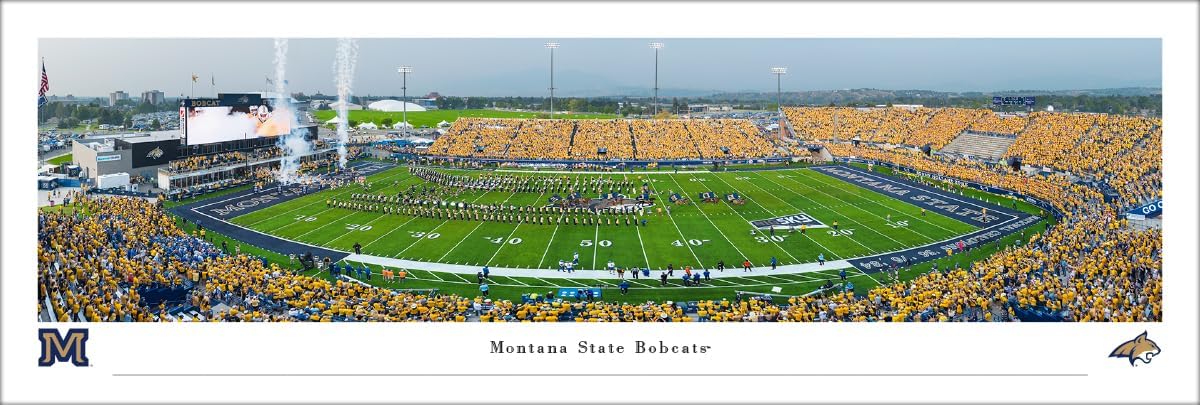 Montana State Bobcats Football - Double Mat, Deluxe Framed Print by Blakeway Panoramas