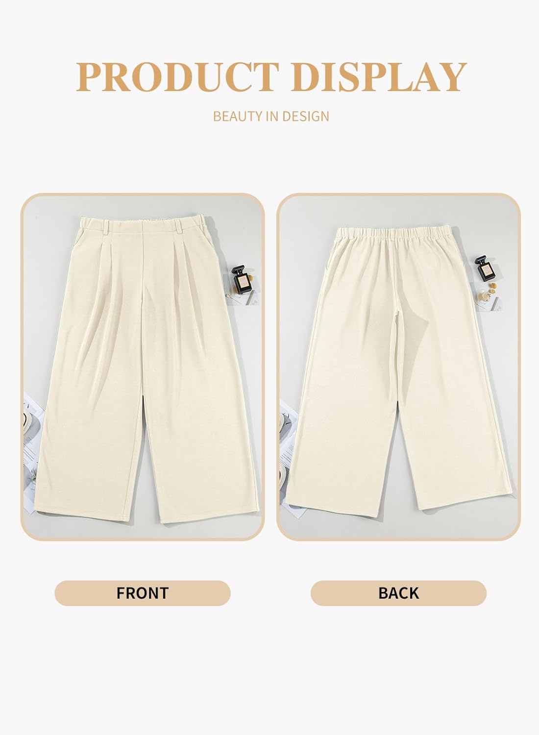 Eytino Womens Plus Size Wide Leg Dress Pants Elastic High Waisted Casual Waffle Palazzo Pants Trousers with Pockets(1X-5X) - Image 4