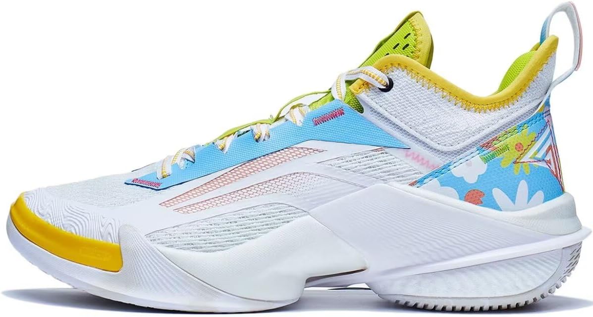 LI-NING Power X Men Professional Basketball Shoes Cushion Lining Sport Shoes Sneakers White Blue Yellow Yellow US 10.5