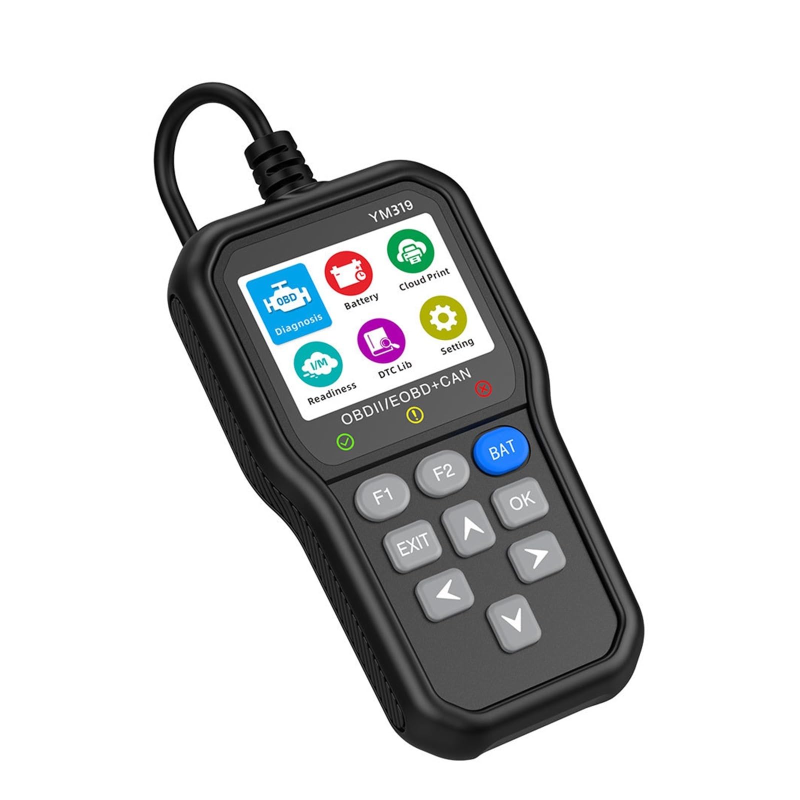 Escáner para Coche, Escáner OBD2 con de verificación del motor en varios idiomas YM319, herramienta diagnóstico for borrar códigos, comprobador batería