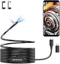 3.6 Megapixels & Dual Lenses, Fiberscope 2560P DEPSTECH Waterproof Endoscope Camera, 2K, 7.9 mm Scope, USB Typc-C, Lightning Connection, Android & iPhone Compatible, Dedicated App, Equipped with High