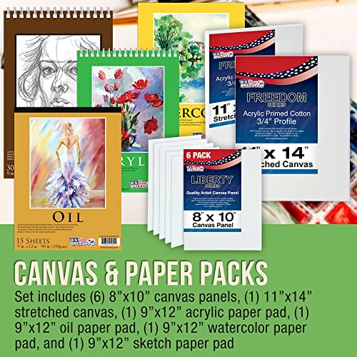 U.S. Art Supply 133-Piece Deluxe Ultimate Artist Painting Set with Aluminum and Wood Easels, 72 Paint Colors, 24 Acrylic… - Image 6