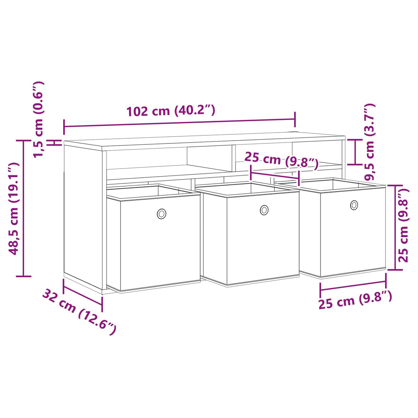 vidaXL Mueble bajo con cajón Roble Ahumado 102 x 32 x 48,5 cm