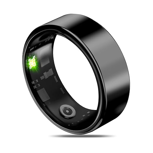 Smart Health Ring for Women Men Fitness Tracker with Heart Rate, Blood Oxygen, Blood Pressure, Sleep Monitoring, Step Counting, IP68 Waterproof for iOS and Android, No APP Fee, Black 11