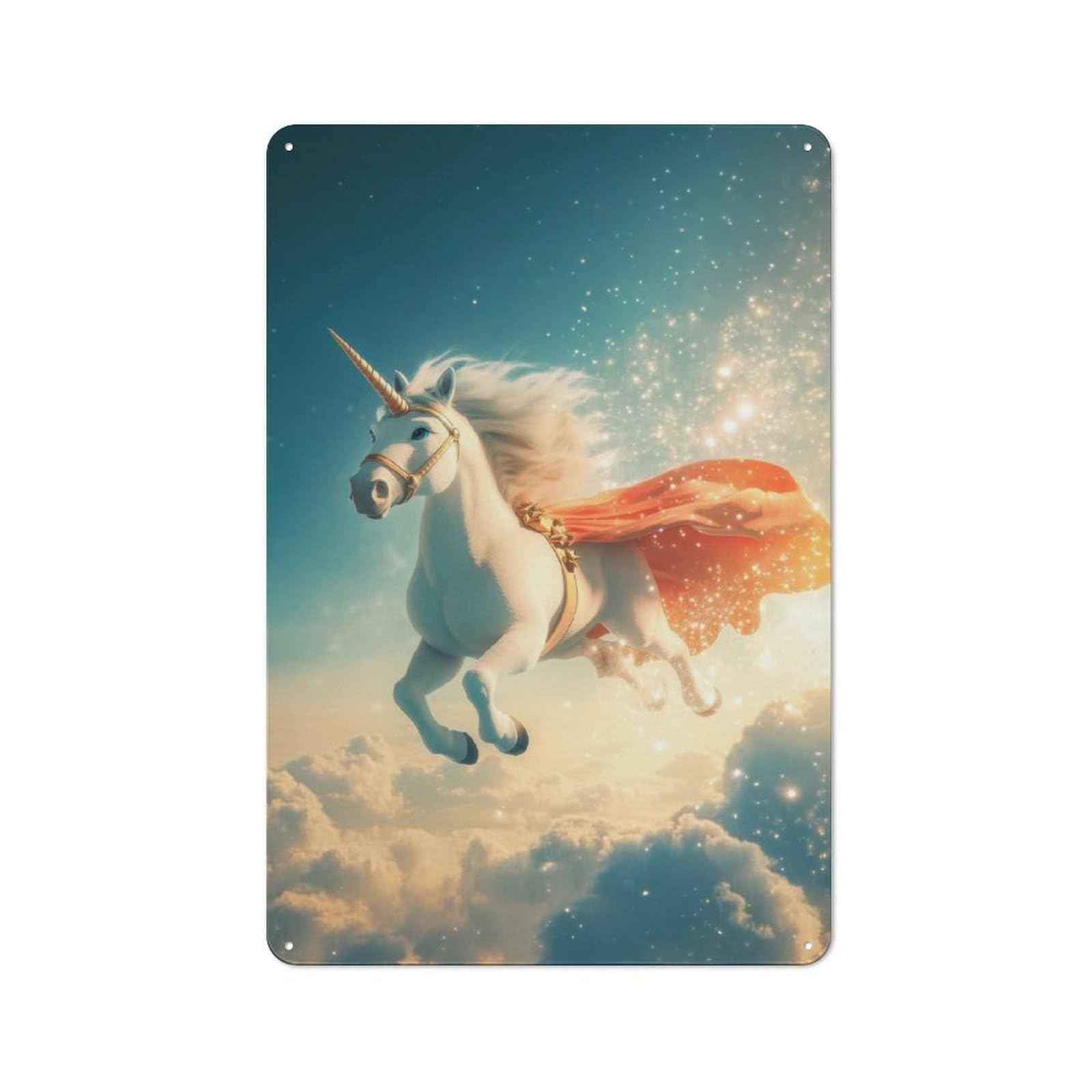 Junmoney Flying Unicorn With Cape Cottage Metal Wall Decor 30X20cm, Shed Metal Sign For Patio Bar, Workshop, Shed Or Kitchen