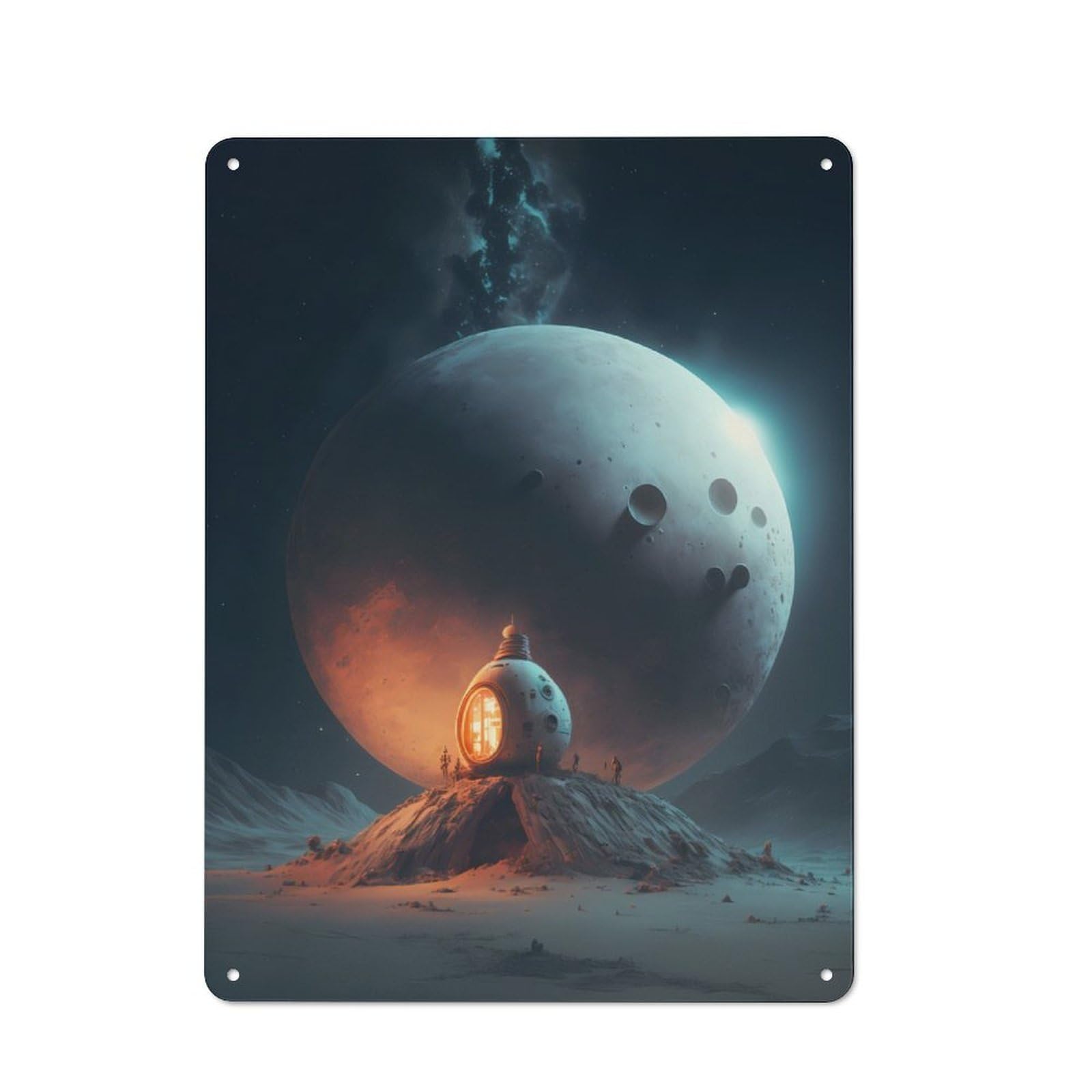 Junmoney Go To The Moon Metal Plaque 40X30cm With For Workshop Wall, Retro Decor, A New Home Gift For Collectors Of Metal Signs