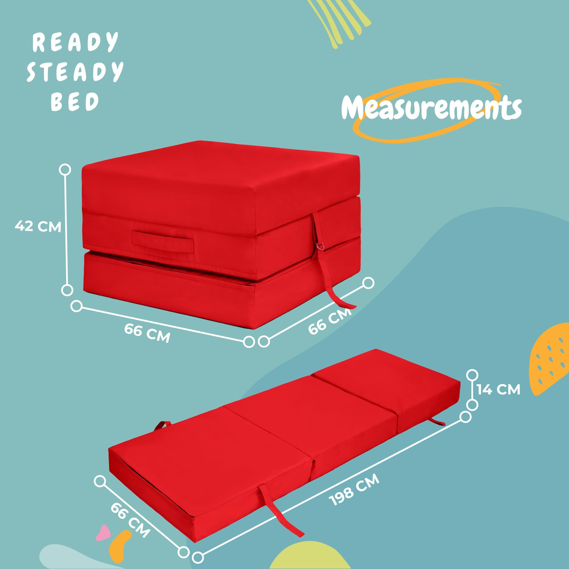 Rouge résistant à l'eau Fold Out Z Lit Cube Matelas avec fermeture