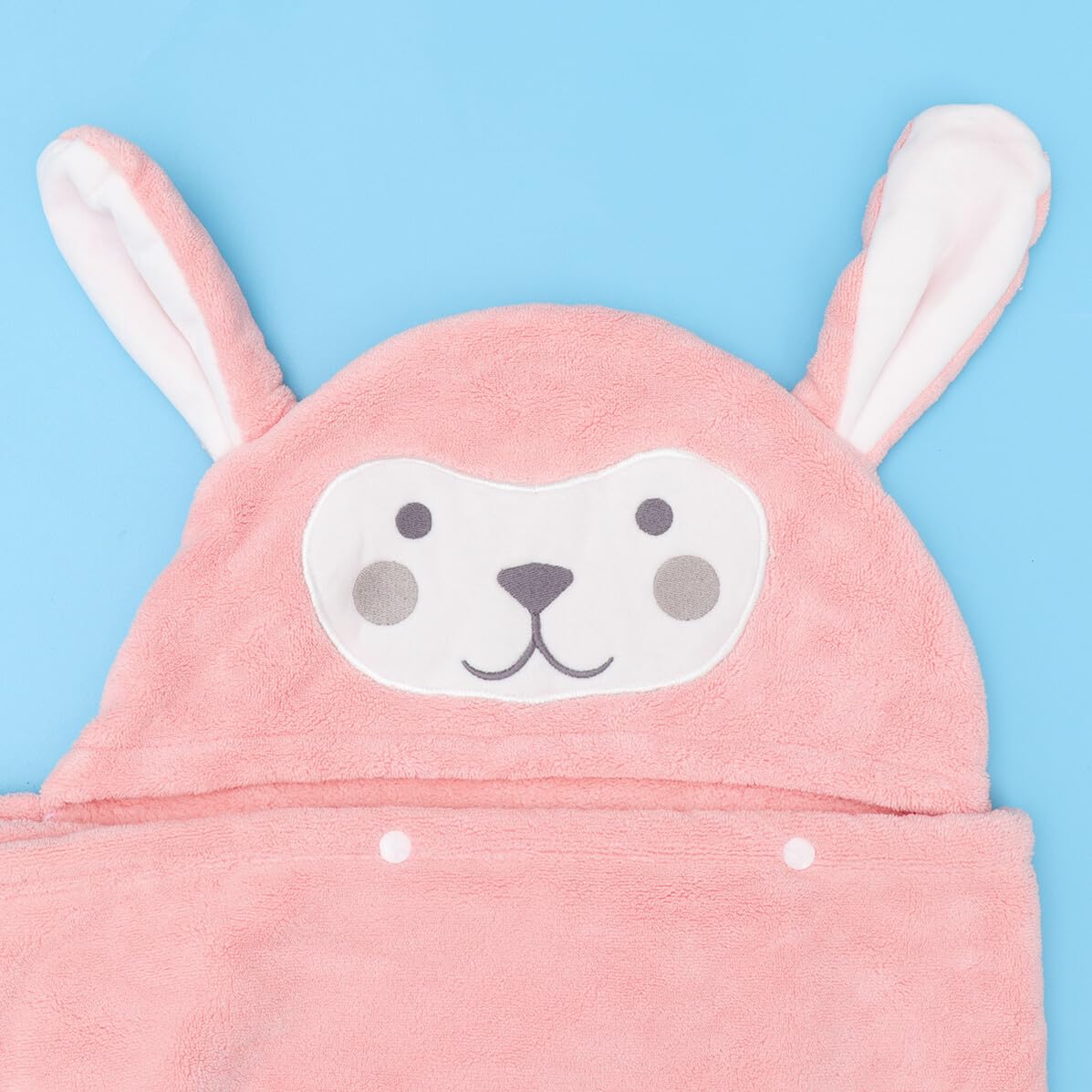 VANZACK Toalla de Baño con Capucha para Niños, Tela de Coral, Secado Rápido, Diseño Conejo Rosa, Tamaño Mediano, Adecuada para Casa, Piscina y Playa, Bata Infantil Práctica