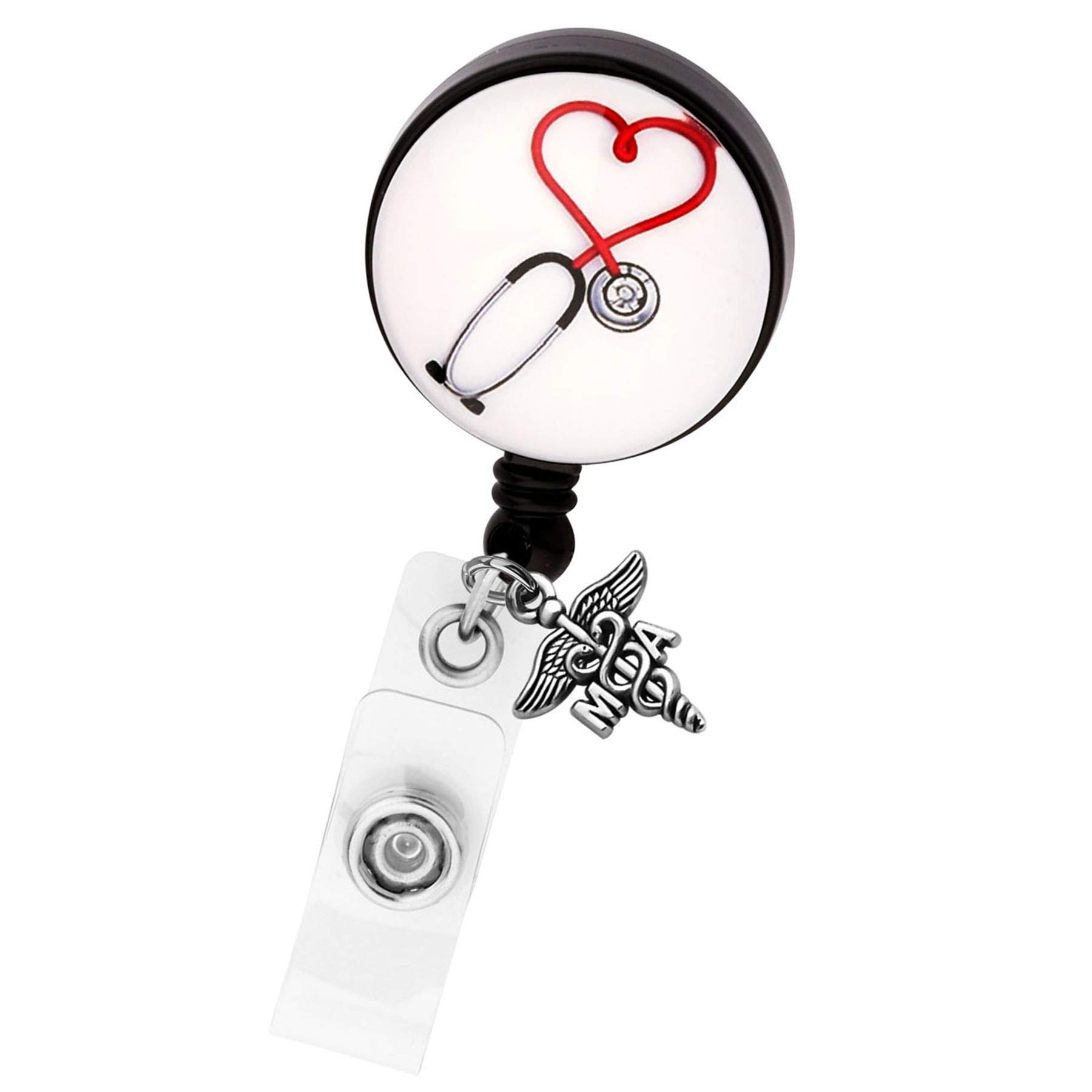 FEELMEM Medical Stethoscope Retractable Badge Holder Reel Clip for Doctor Nurse Medical Students Medical Caduceus Gift for MA,BSN,LPN,LVN,NP, ID Card