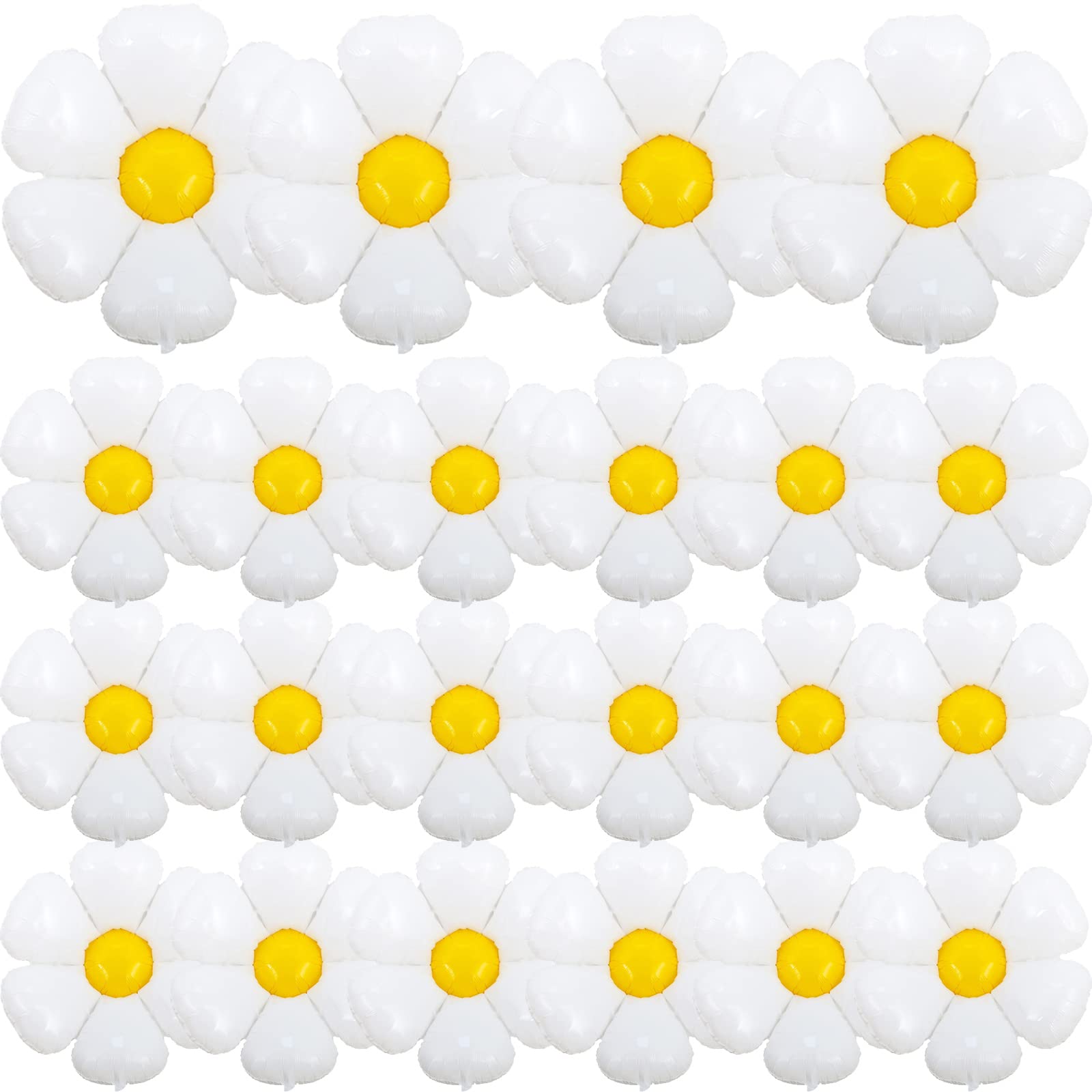 22 Pcs Daisy Balloons Groovy Party Decorations Boho Girl White Balloons Daisy Flower Balloon for Birthday Wedding Boho Party Décor for 60s Hippie