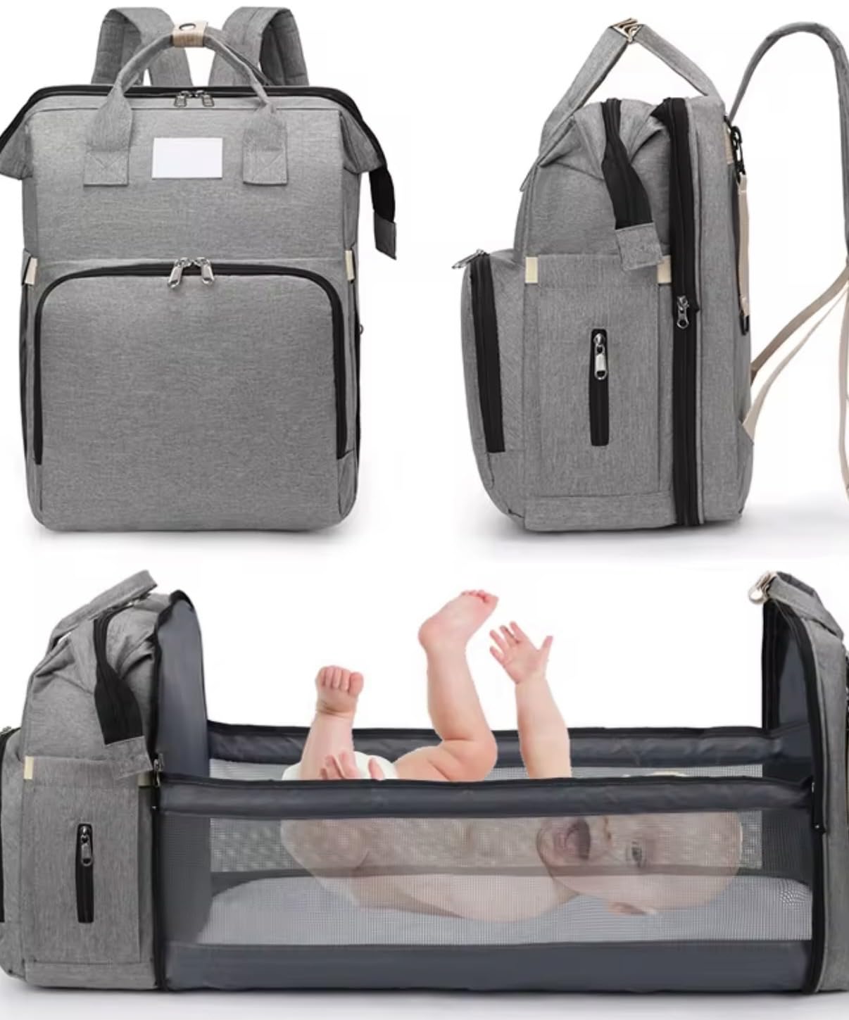 Générique Sac à Dos à Langer Bébé Pliable avec Matelas à Langer – Sac à Langer Multifonction Grande Capacité – Sac Bébé pour Maman et Papa – Attaches Poussette