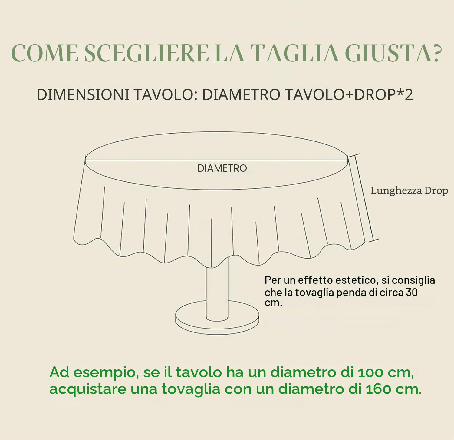 Tovaglia rotonda in PVC impermeabile,Beige Diametro 240 cm | Antimacchia, Resistente ai graffi, Facile da pulire，Adatto all'uso sia in interni che in esterni