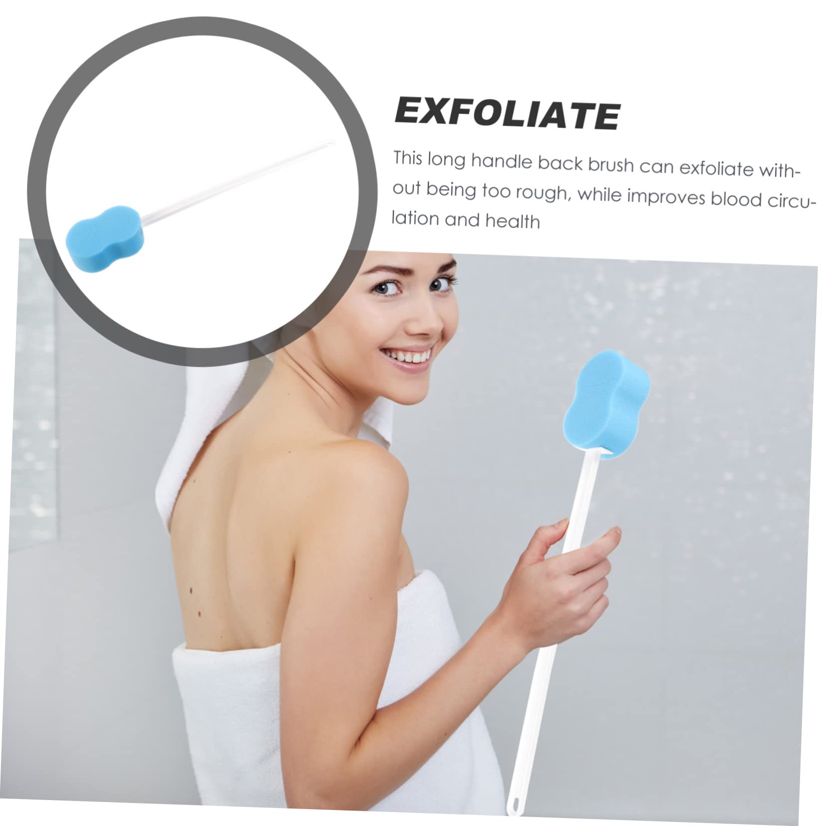 NOLITOY Flexible Long Handle Shower Sponge Brush with Soft Exfoliating Body Scrubber for Gentle Cleansing and Back Washing for Daily Use and