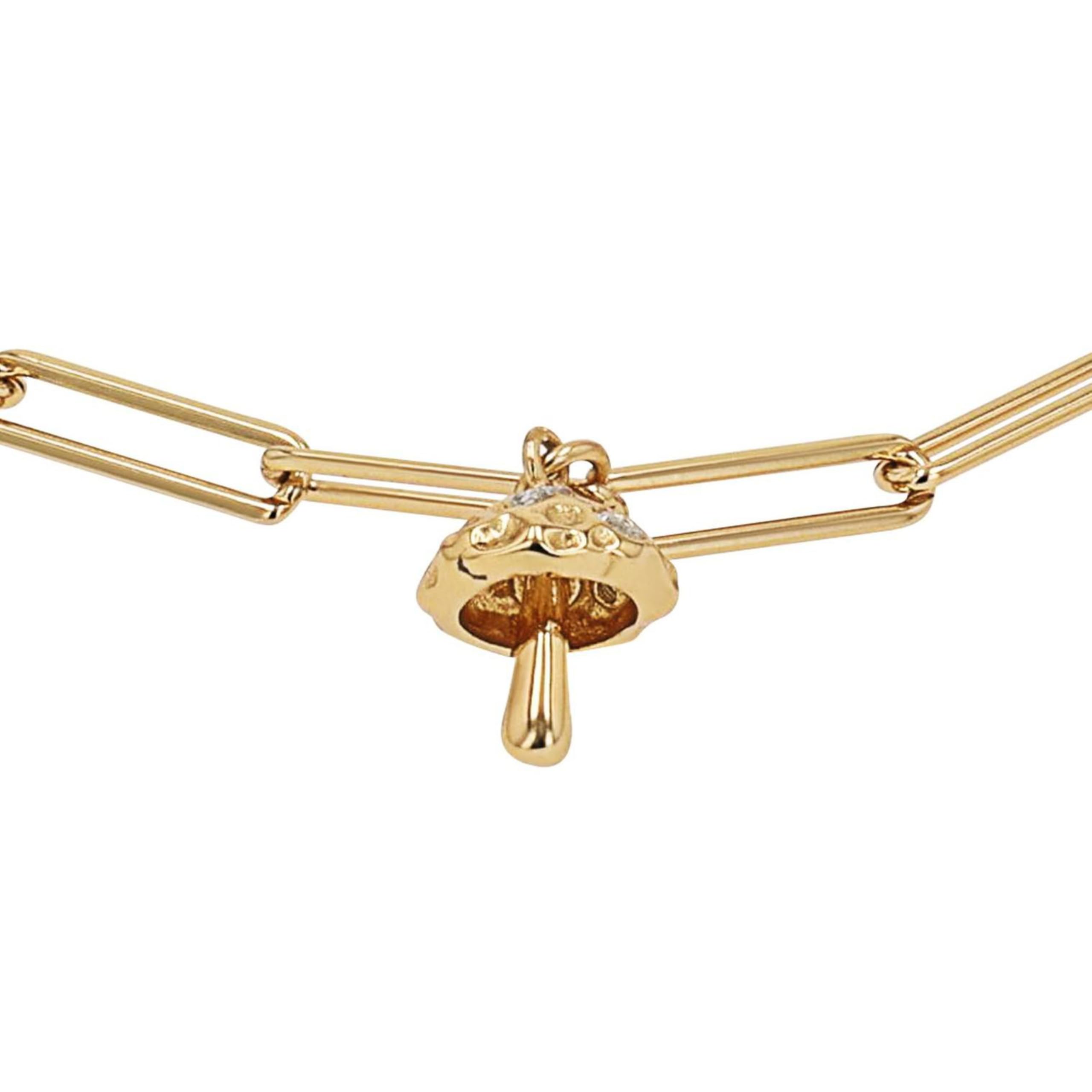 NOELANI - Bracciale da Donna in Argento 925 - Placcato Oro/Dorato - con Zircone - Ciondolo a Fungo - NOE-B0005