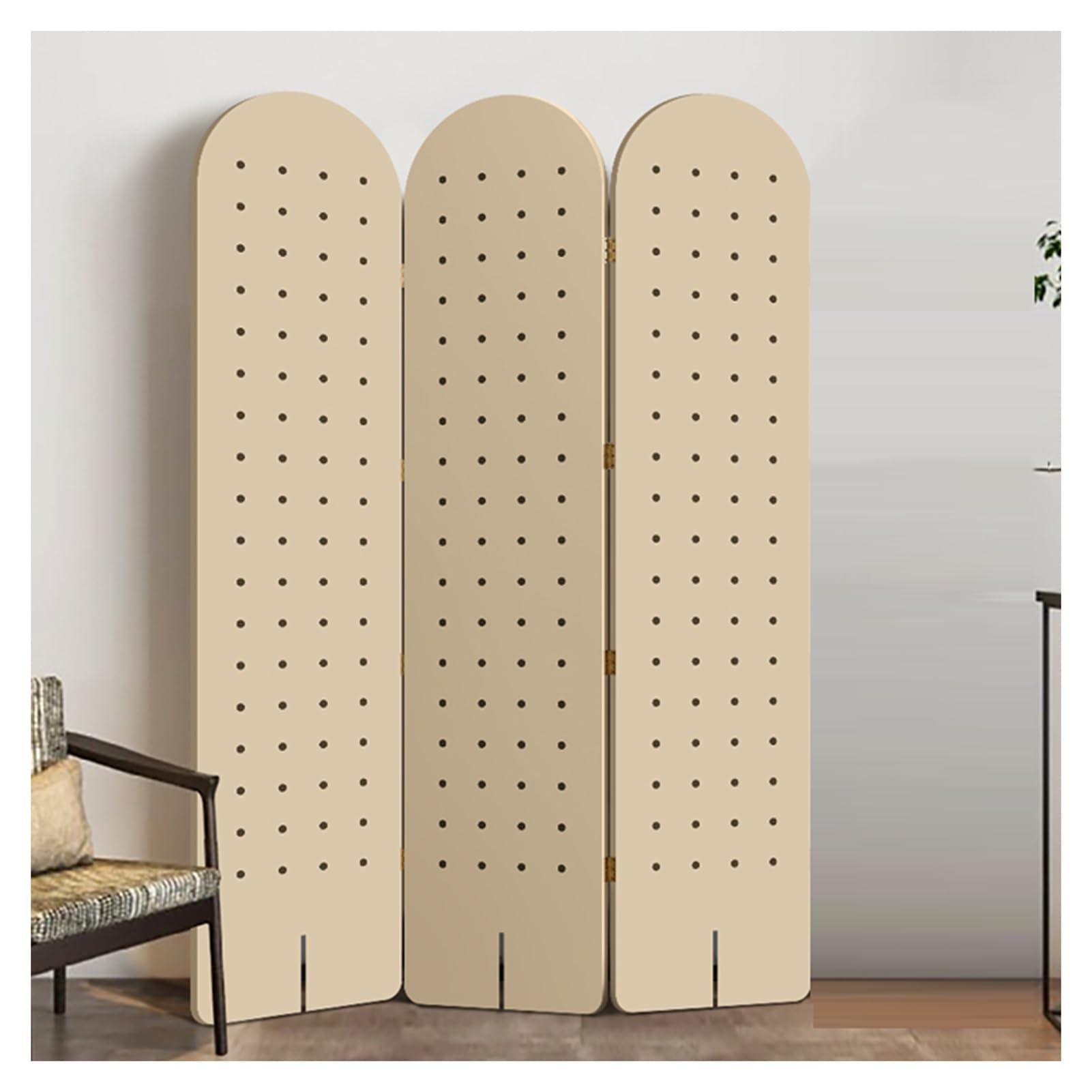 Pegboard-Raumteiler, Faltbarer Pegboard-Trennwandschirm, Sichtschutz, Pegboard-Ausstellungsständer für Juweliergeschäfte, Basare, Schlafzimmer (Stil 2, 3-Panel)
