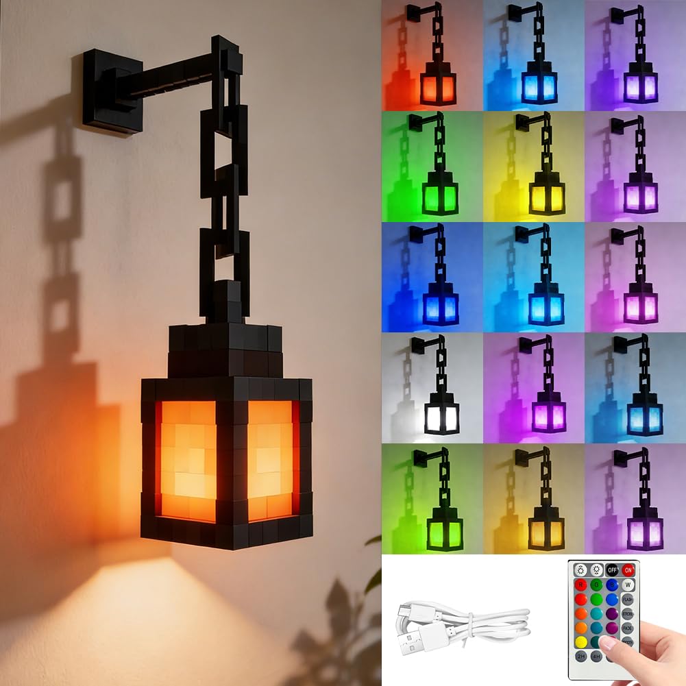 Kayuneed Lantern Night Light, 16 Colors Portable LED Wall Light with Remote Control and Dimmer Function USB Rechargeable for Kids Bedroom Party Decoration