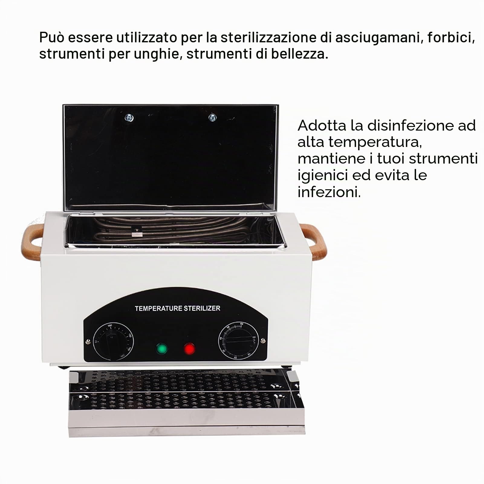 Disinfezione dello sterilizzatore ad Aria Calda, Sterilizzatore a Calore Secco 300W Temperatura Regolabile Disinfezione ad Alta Temperatura per Strumenti, per Cosmetici Cura dei Piedi Strumenti per