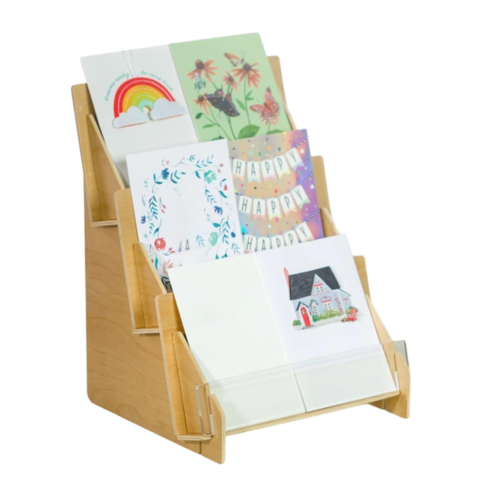 Système de rangement en bois à 3 niveaux pour bureau et fête d'anniversaire