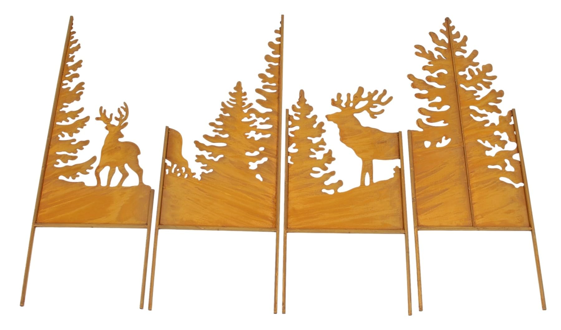 Dekoleidenschaft großer Gartenstecker Hirsche im Wald aus Metall mit Echtrost, 120x85 cm, Dekostecker, Rostdeko, Gartendeko für Draußen