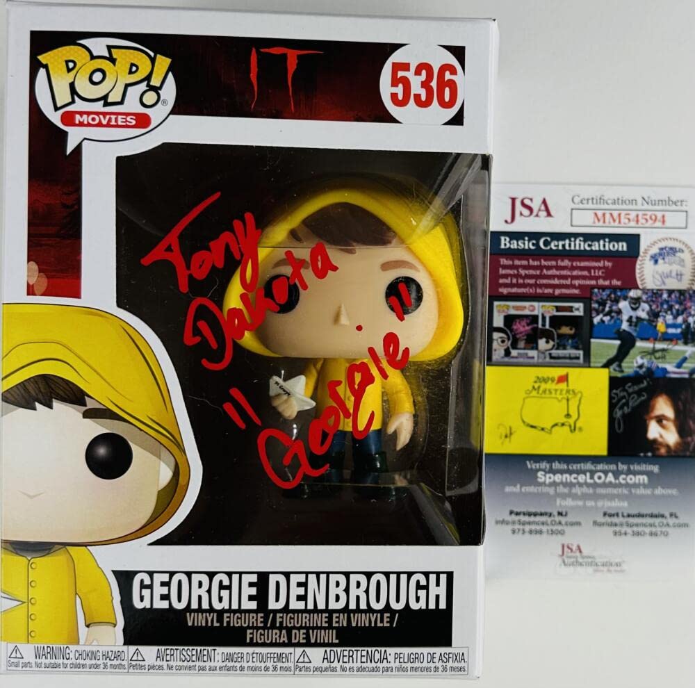 TONY DAKOTA SIGNED GEORGIE DENBROUGH FUNKO POP 536 IT PENNYWISE