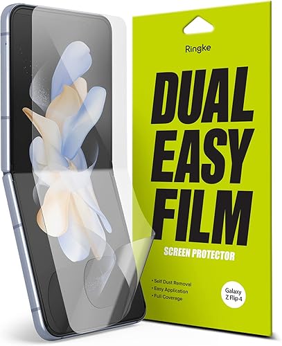 Ringke Película doble fácil protección de 4 capas compatible con Samsung Galaxy Z Flip 4 5G Protector de pantalla (2022) Recubrimiento de reparación