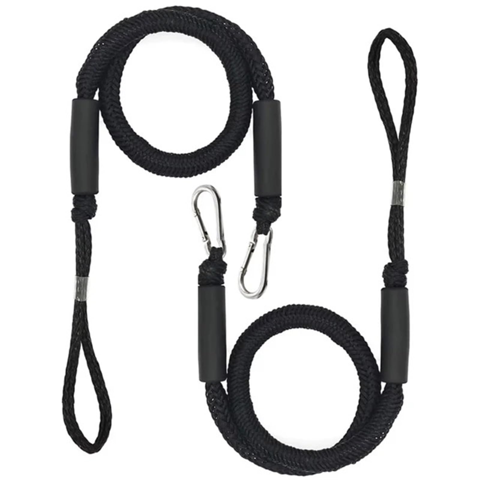Soywim 2Pcs Black Mooring Rope, Boat Bungee Dock Lines Cords Docking Rope Watercraft Jet Ski Pontoon Canoe Power Mooring Accessories(2Pcs Black)
