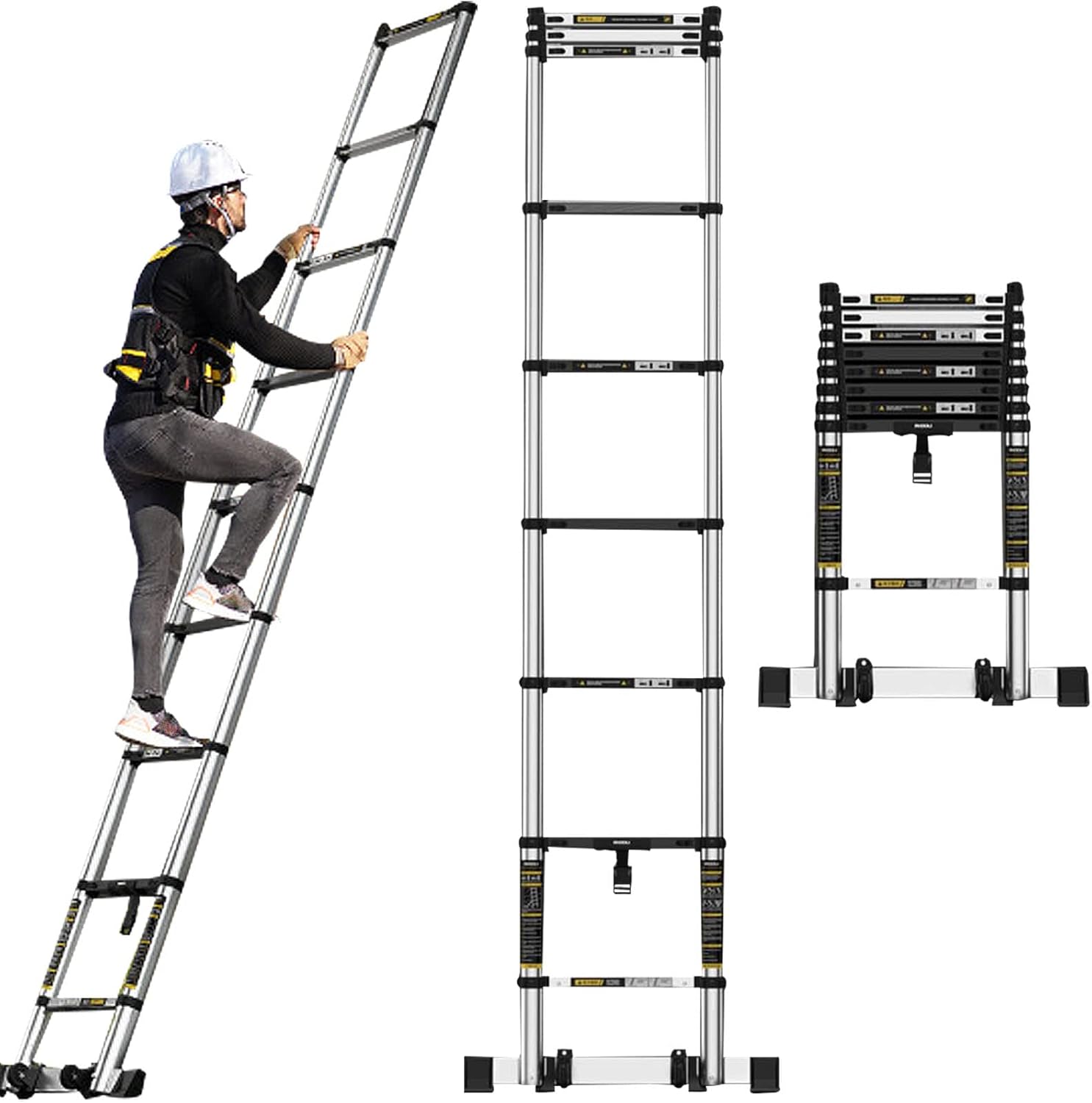 Stainless Steel Telescoping Extension Ladder, Folding Telescopic Ladder