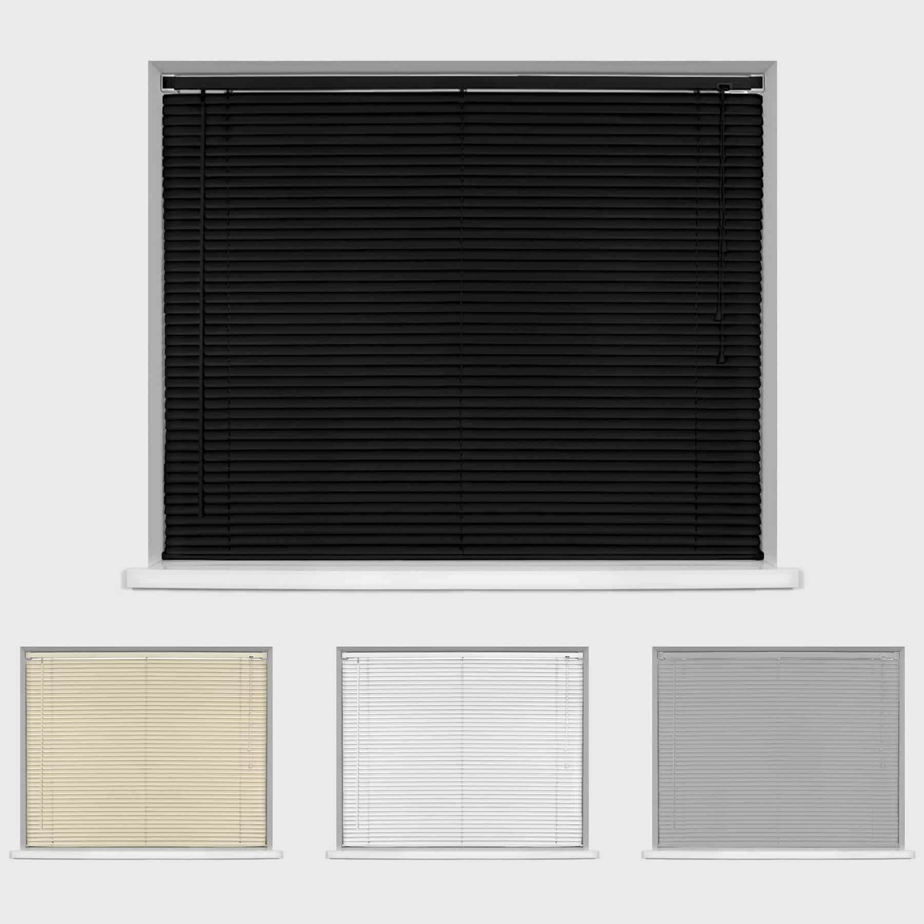 Caecus Made To Measure PVC Window Venetian Blinds - Easy Fit Home Office - Up To 60cm x 210cm - Black