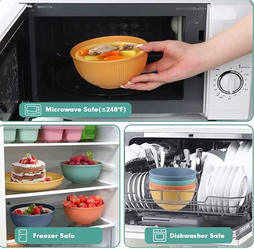 Miniatura 6 de Cuencos de cereales irrompibles de 24 onzas, cuencos de plástico reutilizables y ligeros, aptos para microondas y lavavajillas, sin BPA, cuencos de