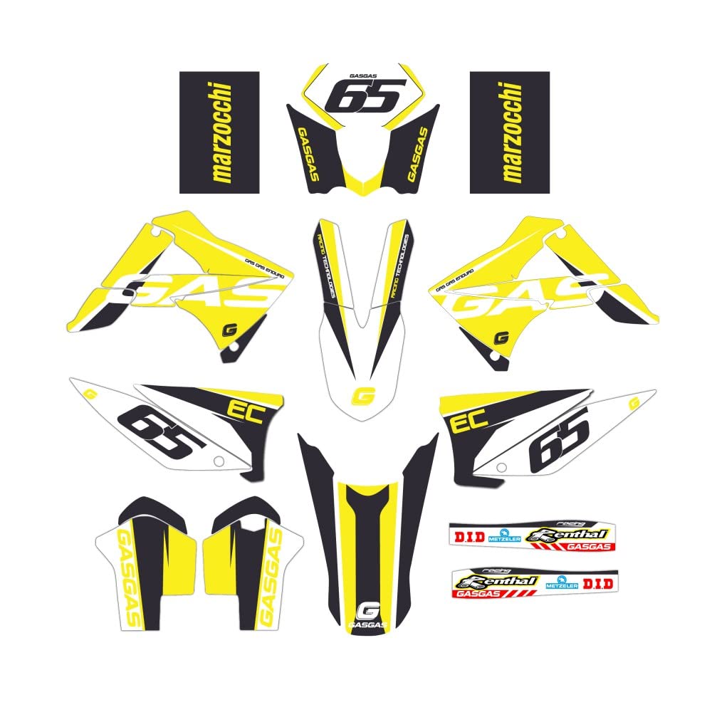 Kit autocollants Gas-Gas EC 10-11 jaune pour carénage de moto enduro