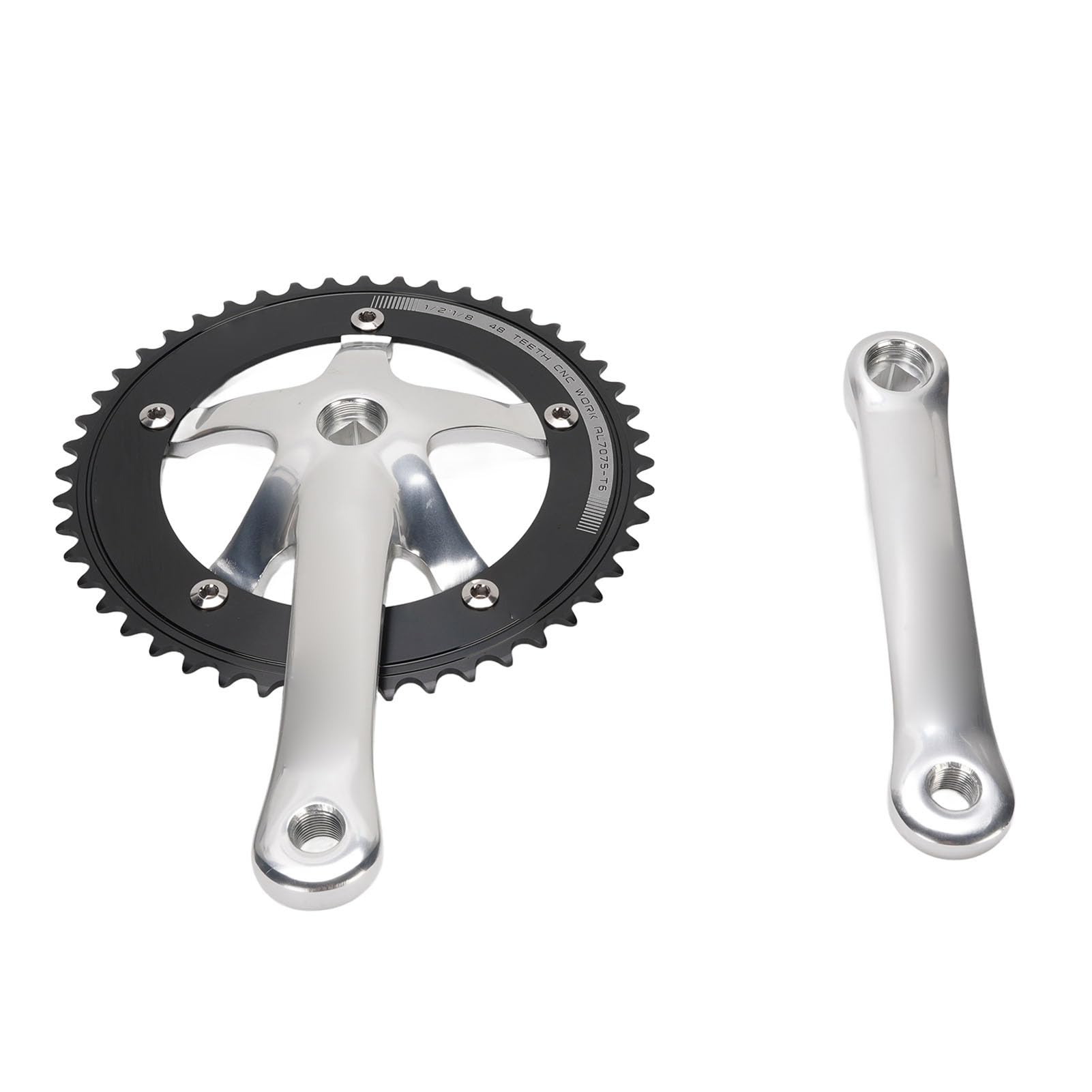 Yinhing Korba Rowerowa ze Stopu Aluminium 48T Jednobiegowa Korba Zestaw Ramion Korby do Rowerów z Ostrym Przełożeniem Srebrny i