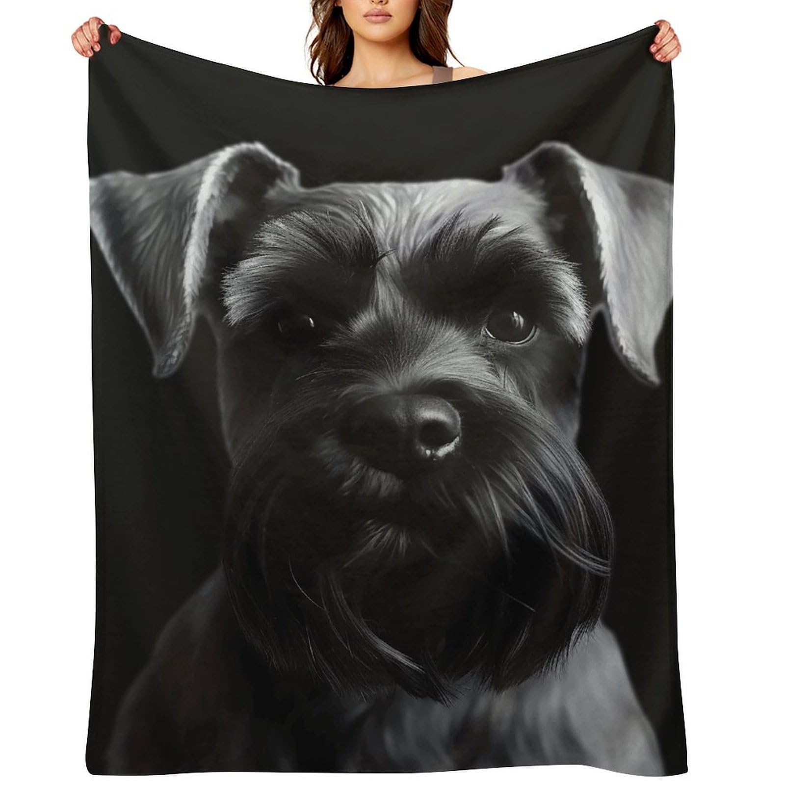 Erstsnck White Black Schnauzer Dog Blanket Soft Cozy Throw Blanket Lightweight Flannel Blankets Travel Bed Blanket For Couch,Sofa,Bed,Chair,Camping, Picnic Warm And Cozy For All Seasons 30"X40"