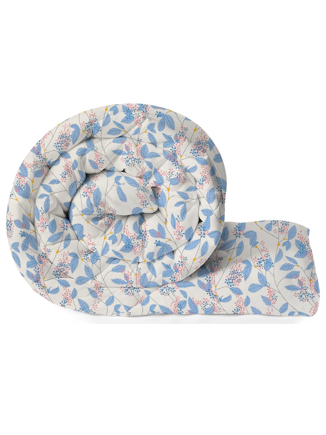HOMEKART Premium Reversible AC Comforter 220 GSM | Soft Microfiber 3-Layer Quilted Blanket | All-Season Single Bed Quilt (150 x 225 cm, Floral Blue & White)-image-1