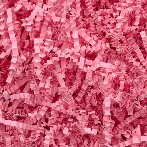 Corlcol 200g(7oz) Crinkle Paper Filler for Gift Baskets Box Paper Shreds Decoration for Mothers Day Weddings Christmas(Pink)