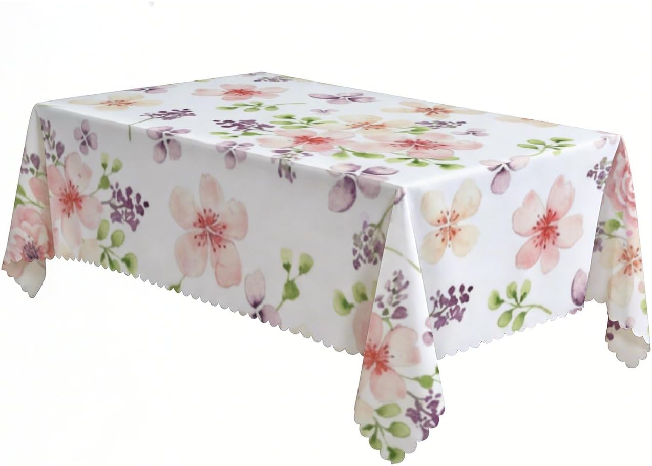 Soft Style Table Covers 60x120 in, Wrinkle Free Elegant Party Tablecloths, 4Th Birthday Decorations Girl Italian Tablecloth for Beach Fiesta Restaurant Table Cover
