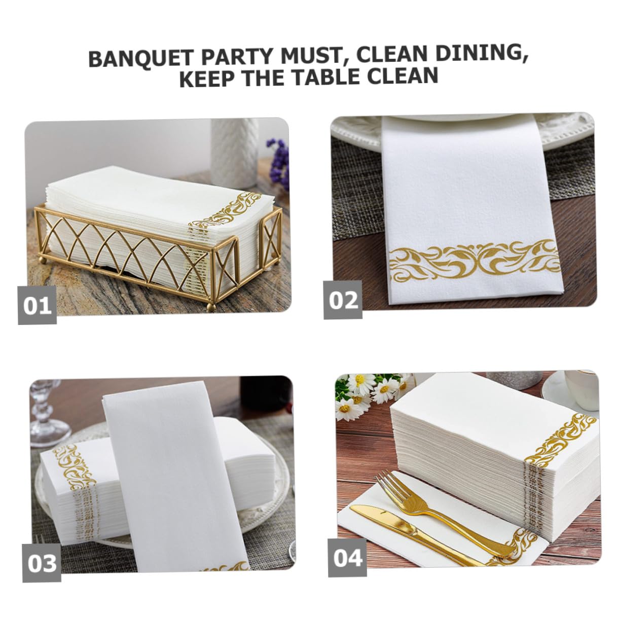 Mikikit 100piezas Servilletas De Papel y Doradas Unidades Servilletas Decorativas Para Fiestas De Cumpleaños Banquetes Despedidas De Soltera y Bodas