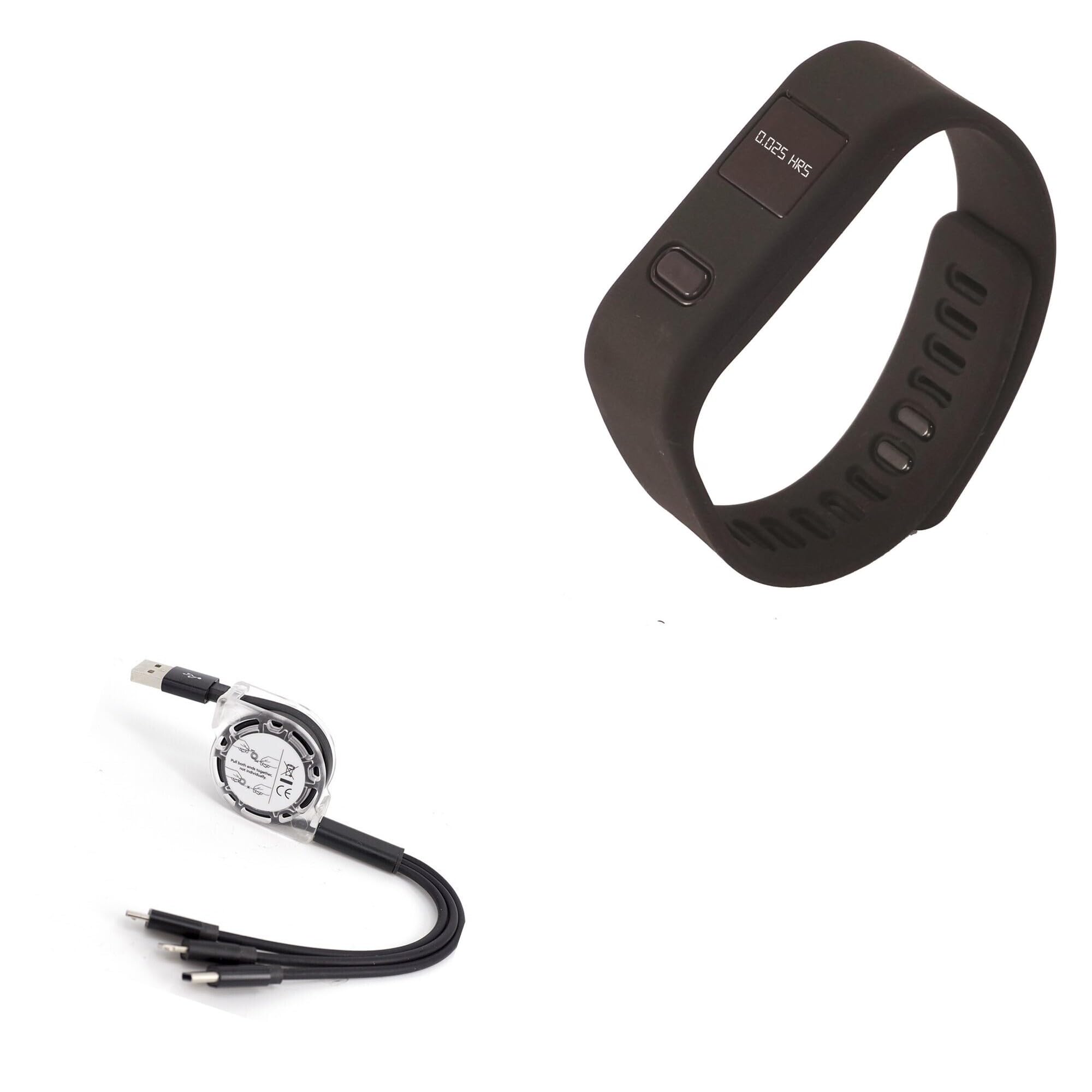 BoxWaveCable Compatible with Naxa LifeForce+ NSW-13 - AllCharge miniSync, Retractable, Portable USB Cable - Jet Black