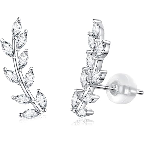 925 Sterling Silver Ear Crawler Earrings Leaf Star Heart Ear Climber Earrings Hypoa...