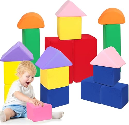 Bloques de espuma para niños pequeños, bloques de construcción suaves para niños pequeños, bloques apilables coloridos para niños, 18 piezas